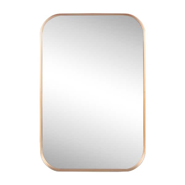 Aleria 24 in. W x 36 in. H Medium Rounded Rectangular Metal Framed Wall Mounted Mirror, Gold