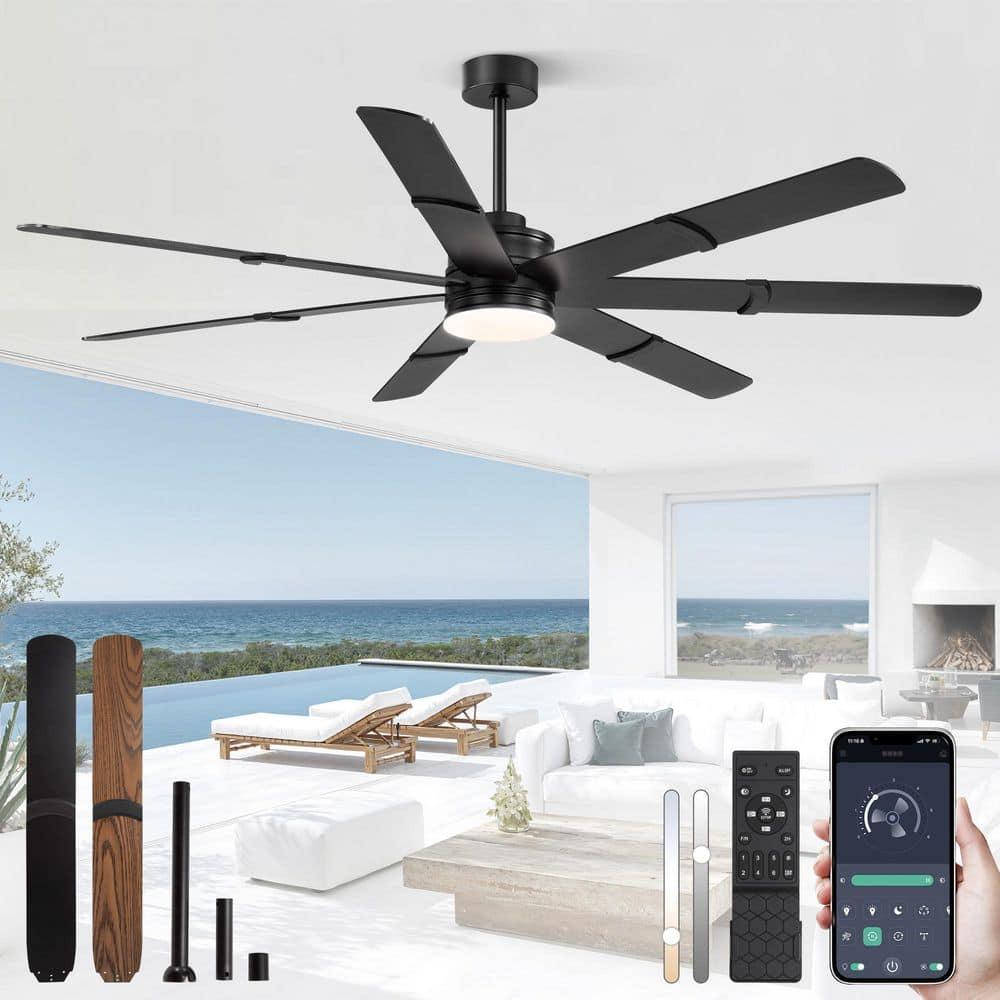 HINNIXY 72 in. Indoor Black Downrond Mount Standard Ceiling Fan