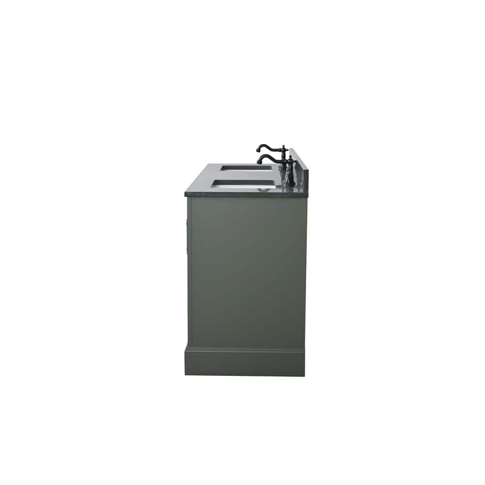 Vintage Green 72" Double Sink Bathroom Vanity with Stone Top