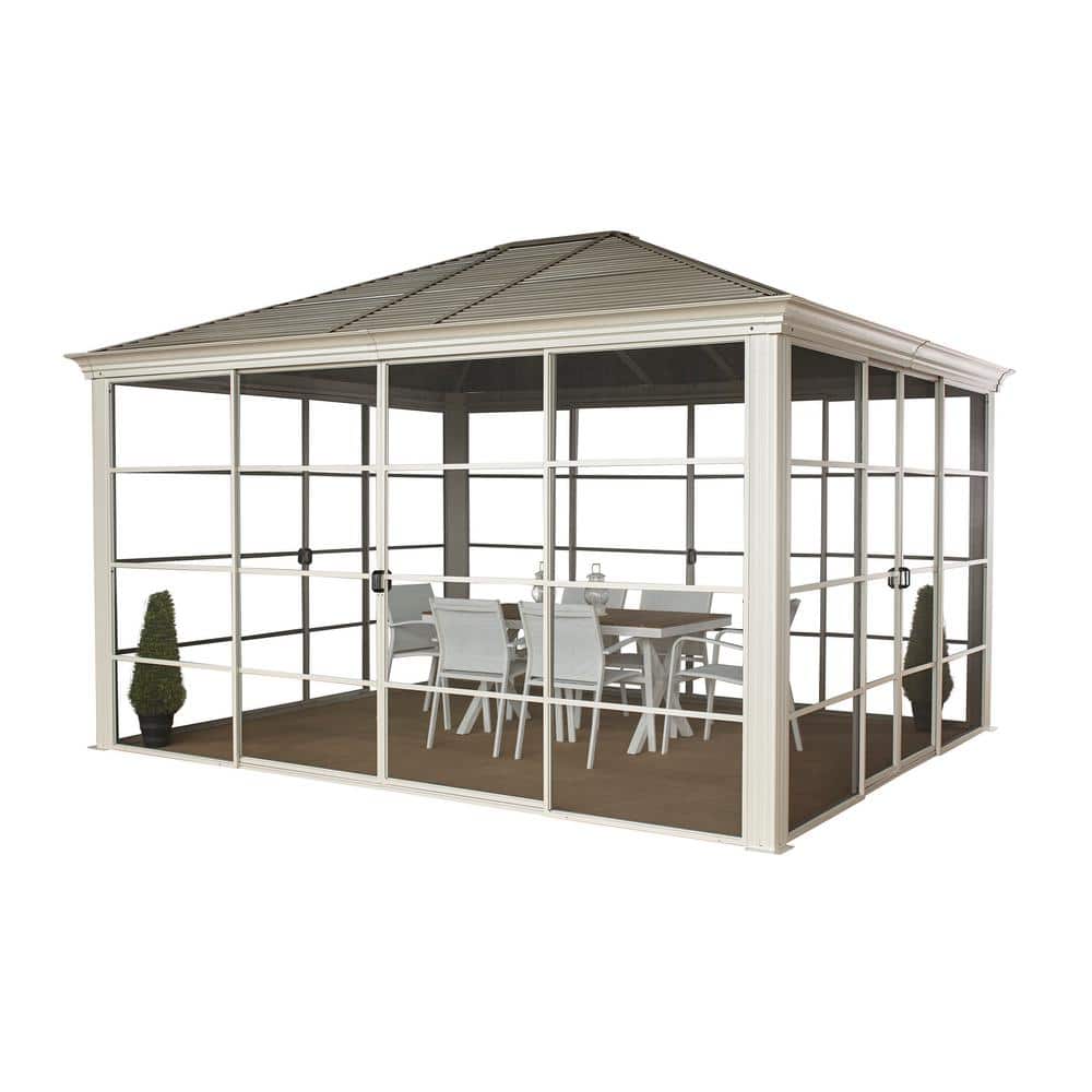 12 Ft x 14 Ft Champagne Aluminum and Steel Gazebo