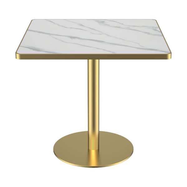 Modern Dinning Table 31.5 in. Outdoor Bistro Table Tulip Table with Faux Marble top, Sturdy Metal Frame Diameter