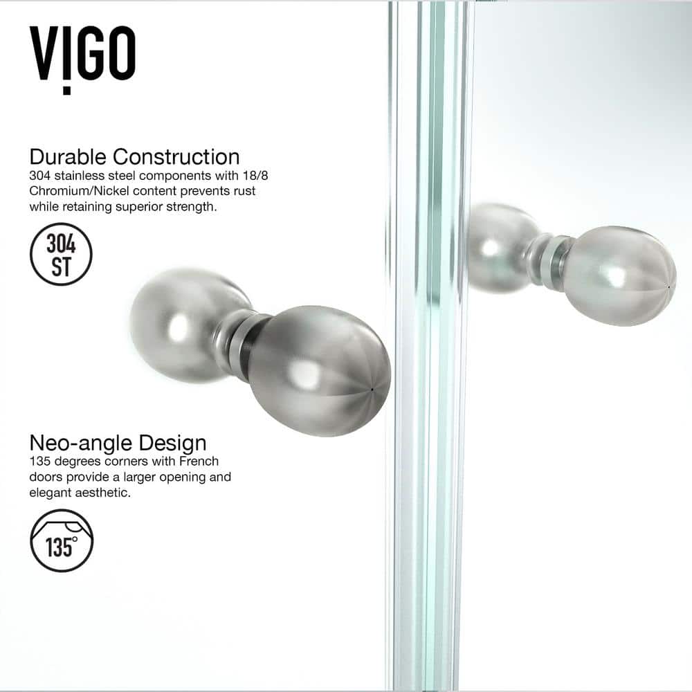 Gemini 47" Frameless Neo-Angle Shower Enclosure with Clear Glass