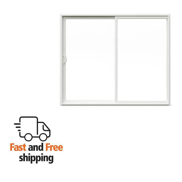 V-2500 96 in. x 80 in. x 4-9/16 in. Jamb White Vinyl Left-Hand Sliding Patio Door with Low-E Glass (Screen Included)