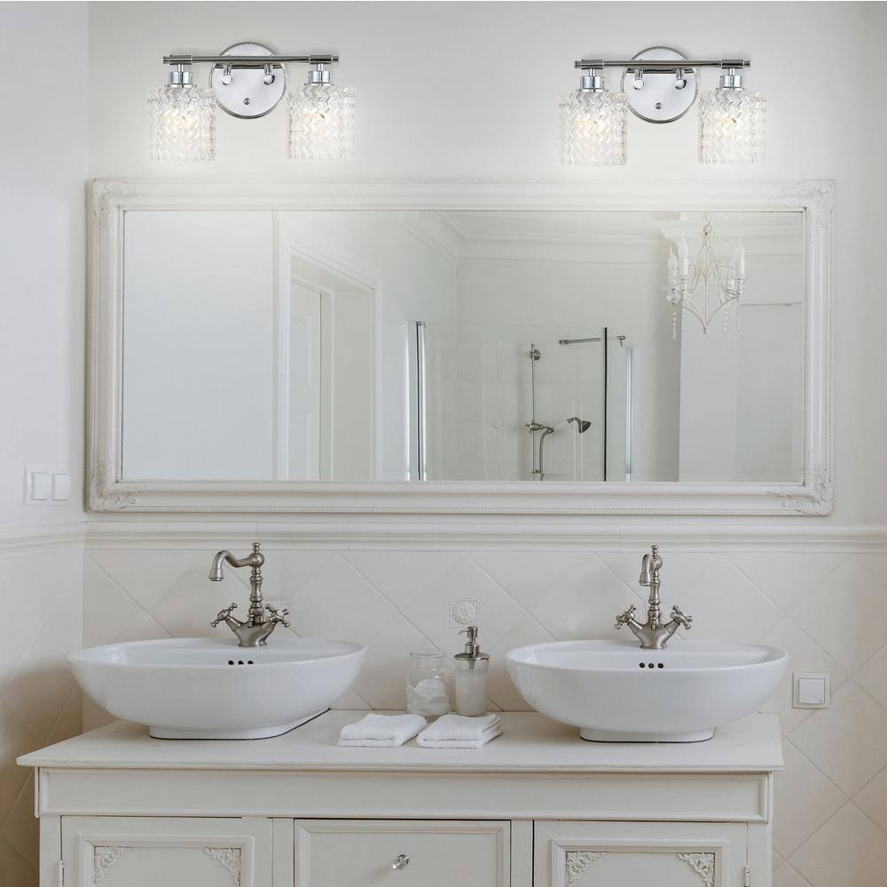 Elegant Chrome Cylinder 13" LED Vanity Wall Light with Dimmable Edison Bulbs