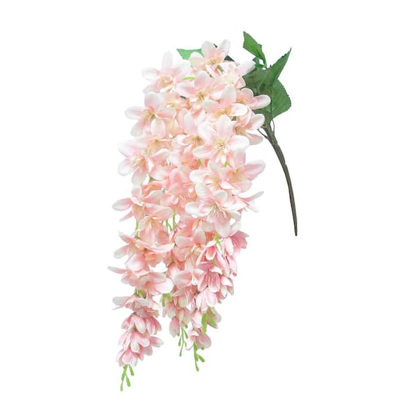 LIVING LUXURY 27 in. Deluxe Blush Pink Artificial Plumeria Flower Stem Hanging Spray (Set of 3)
