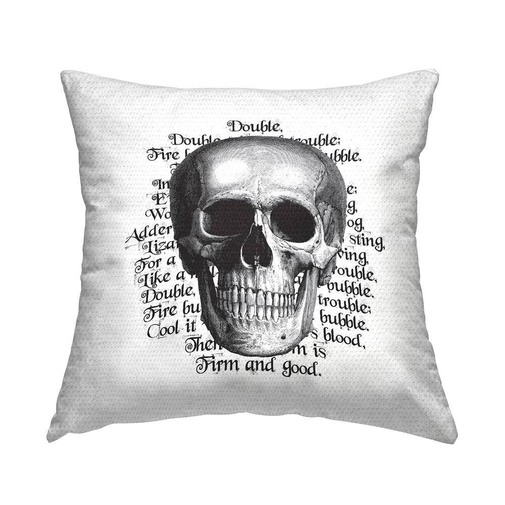 Halloween Witch Spell Skull Phrase Black Square Outdoor Throw Pillow price history on PriceWatchPro