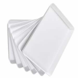 16 in. W x 1.5 in. H x 11 in. D White Plastic Serving Trays (Set of 6), Reusable Serving Platters for Cookie, Appetizer