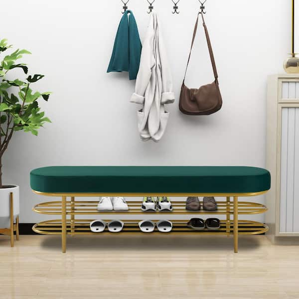 Green metal shoe discount rack