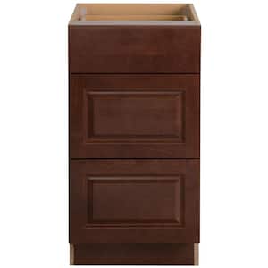 Benton Assembled 18x34.5x24 in. Base Cabinet with 3-Soft Close Drawers in Amber