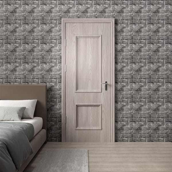 15 in. x 13.7 in. Gray 3D Peel and Stick Wall Panels, Textured Faux Brick Wall Panels for Bedroom and Kitchen (20-Pack)
