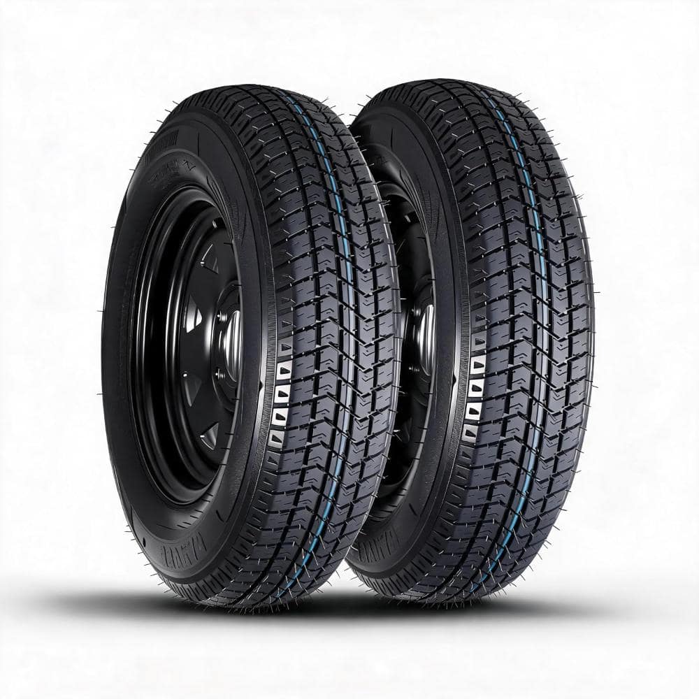 "2-Pack ST175/80D13 Trailer Tires with Black Rims 6PR, 5-Lug 4.5"" Wheel & 81mm Bore for Boat, Cargo & Travel Trailers" price history on PriceWatchPro