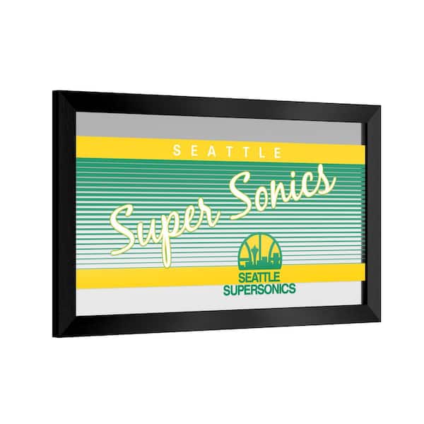 Unbranded Seattle Super Sonics Hardwood Classics 26 in. W x 15 in. H Wood Black Framed Mirror