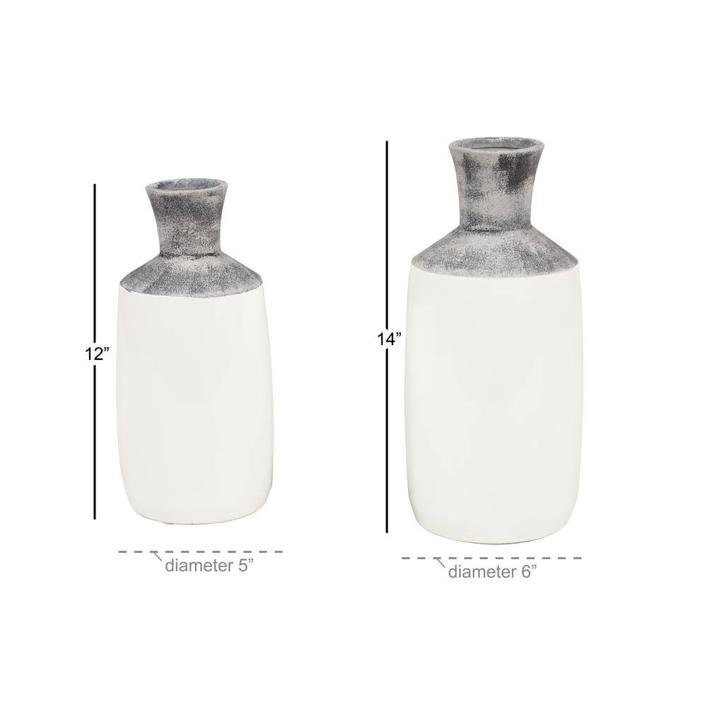 Glossy Gray Ceramic Cylinder Decorative Table Vase
