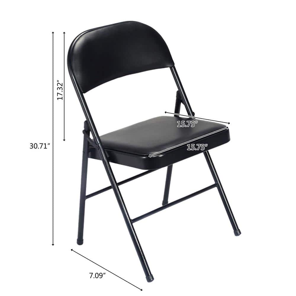 Black Faux Leather Armless Folding Reception Chairs, Set of 4