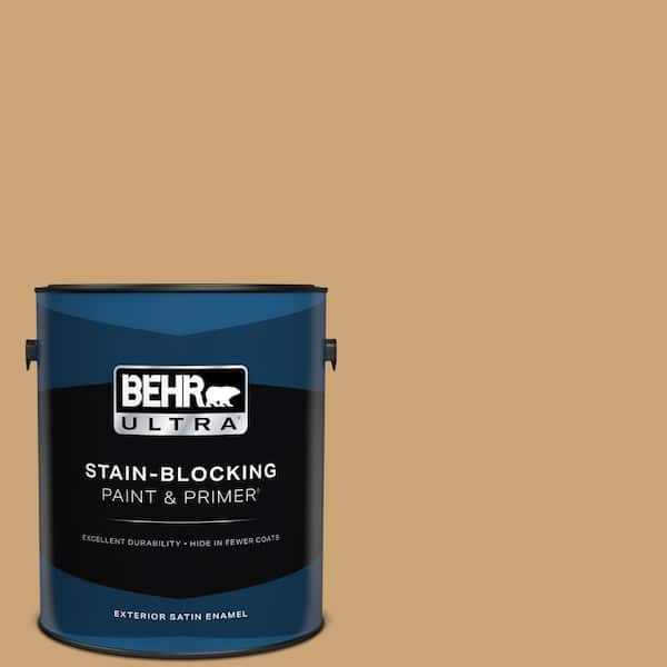 BEHR ULTRA 1 gal. #BIC-30 Corkboard color Satin Enamel Exterior Paint & Primer