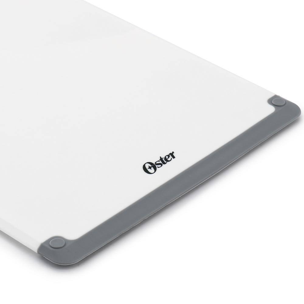 White Rectangular Plastic Cutting Board Set with Non-Slip Feet, 2 Pieces