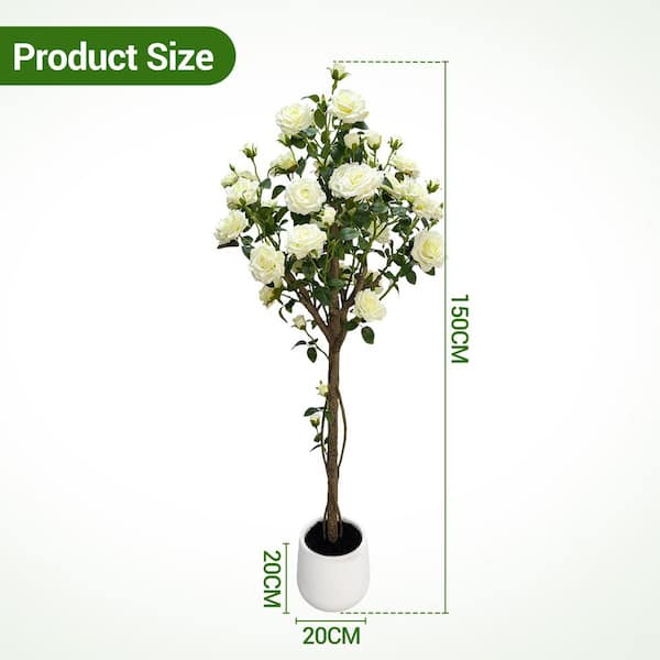 MOVECOM 4FT Artificial White Tree,with Plastic Trunk and Silk