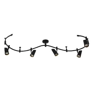 Lunar Flex Track 8 ft. Black Integrated LED Ceiling Mounted Hard Wired Track Lighting Kit with Cylinder