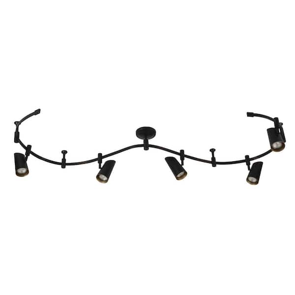 Lunar Flex Track 8 ft. Black Integrated LED Ceiling Mounted Hard Wired Track Lighting Kit with Cylinder