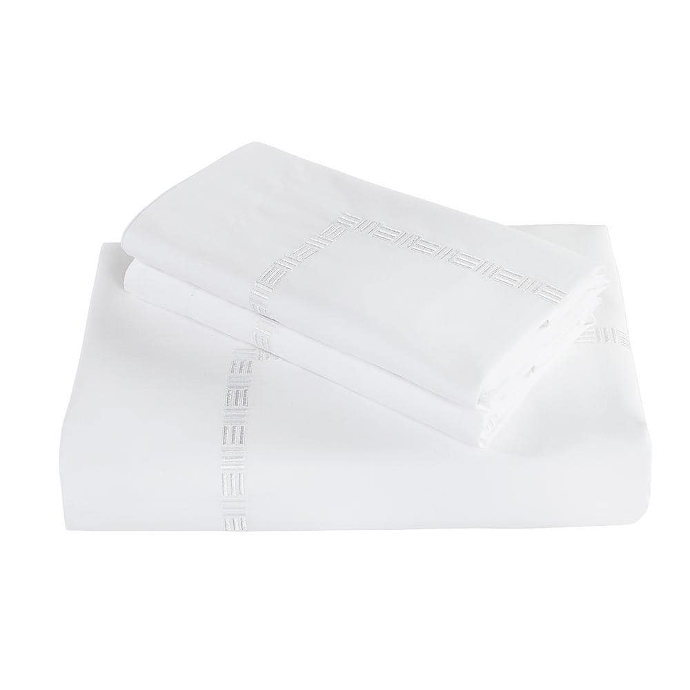 Hotel Grand Luxe Twin White Tencel-Cotton Blend Duvet Cover Set