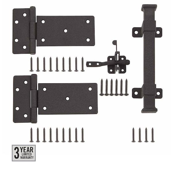 Black Rust Defender Decorative Gate Hinge and Pull Set