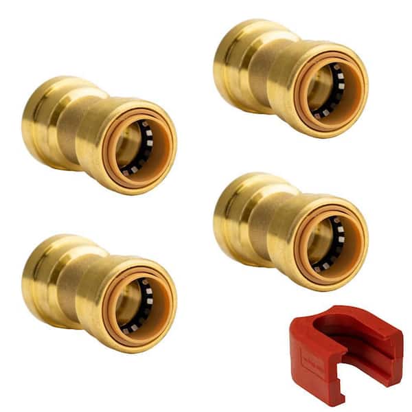 QUICKFITTING 3/4 in. Brass Push-to-Connect Coupling Fitting with SlipClip Release Tool (4-Pack)
