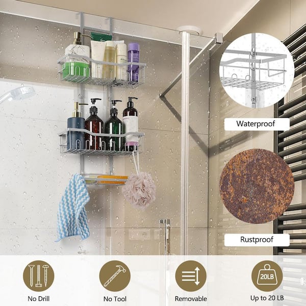Kenney® Rust-Resistant Heavy Duty 3-Tier Large Hanging Shower Caddy with  Suction Cups and Four Razor Holders, Chrome