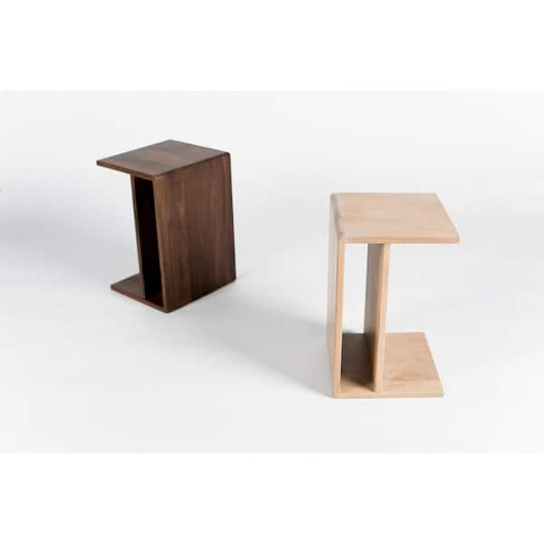 Selene 12.5 in. C-Shaped Solid Walnut Wood Accent Table with Matte Finish