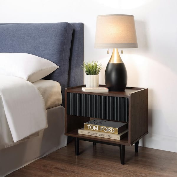Dark brown nightstand set hotsell