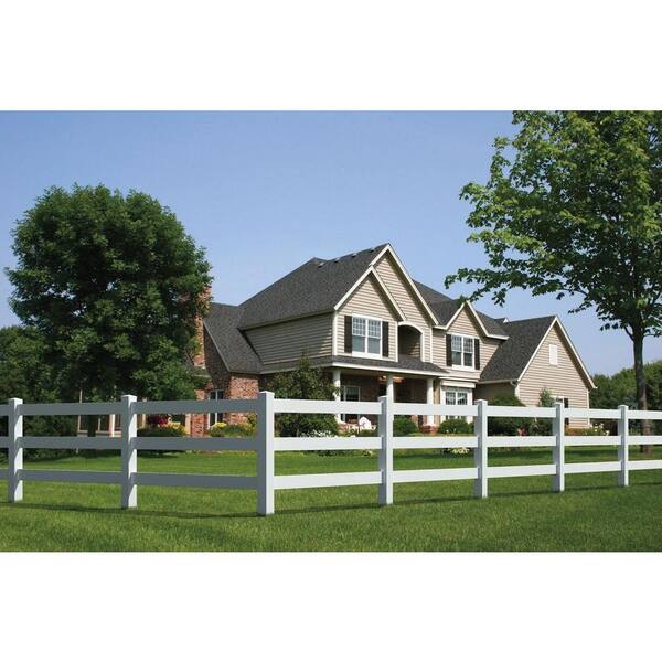 Veranda 5 in. x 5 in. x 7 ft. Vinyl White Ranch 3-Rail End Post