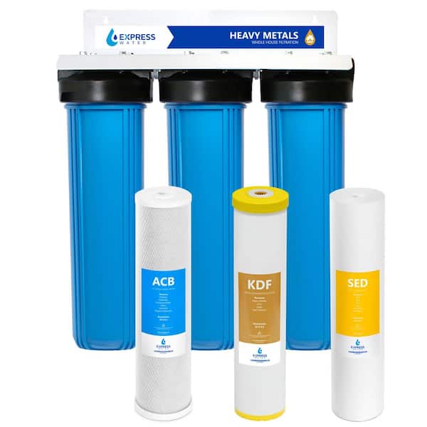 Whole House Water Filter System 3-Stage Water Filtration-Sediment, KDF, Carbon-Reduce Heavy Metals-Clean Drinking Water