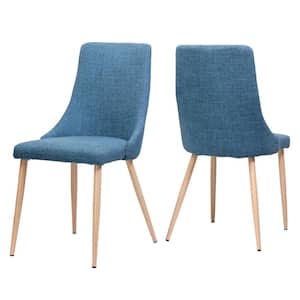 Sabine Muted Blue and Light Walnut Fabric Dining Chairs (Set of 2)