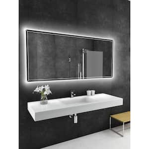 70 in. W x 32 in. H Rectangular Frameless Wall Mounted Bathroom Vanity Mirror 3000K