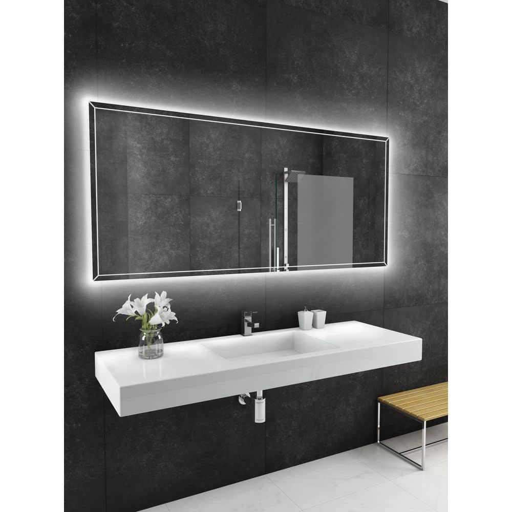 70 in. W x 32 in. H Rectangular Frameless Backlit LED Wall Mounted Bathroom