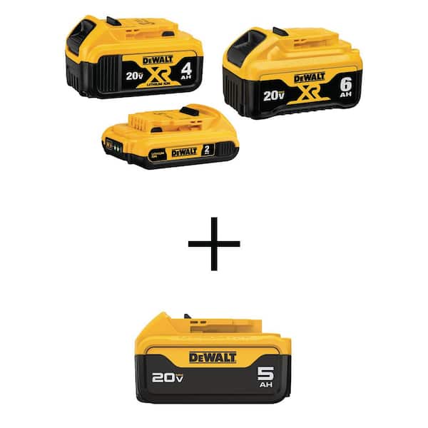 20-Volt MAX XR Lithium-Ion Premium (2) 4.0Ah Compact Batteries with (2) 5.0Ah Batteries 20-Volt MAX XR Lithium-Ion Premium (2) 4.0Ah Compact Batteries with (2) 5.0Ah Batteries