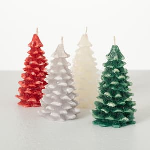 3.25 in.H Pine Tree Candle Set of 4; Multicolored