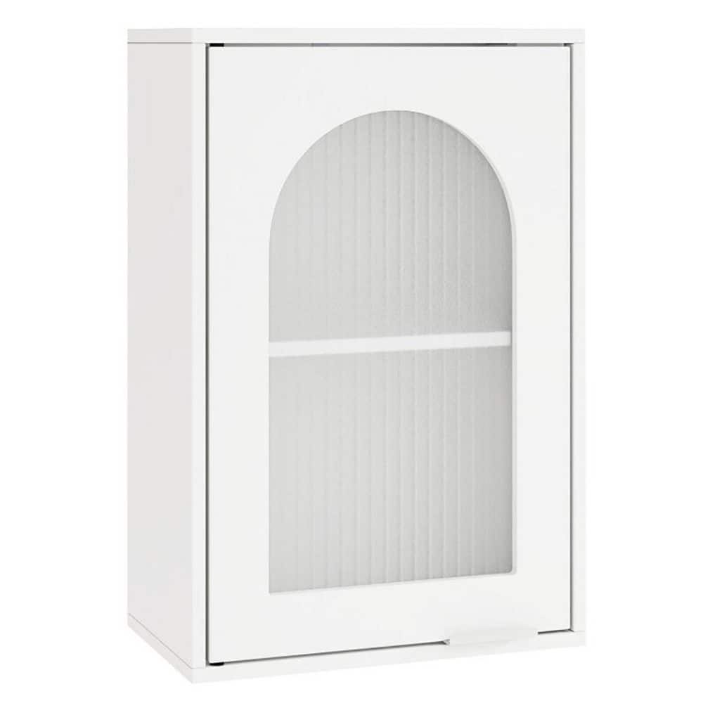 14 in. W x 8 in. D x 21 in. H Bathroom Storage Wall Cabinet with Tempered Glass Door in White price history on PriceWatchPro