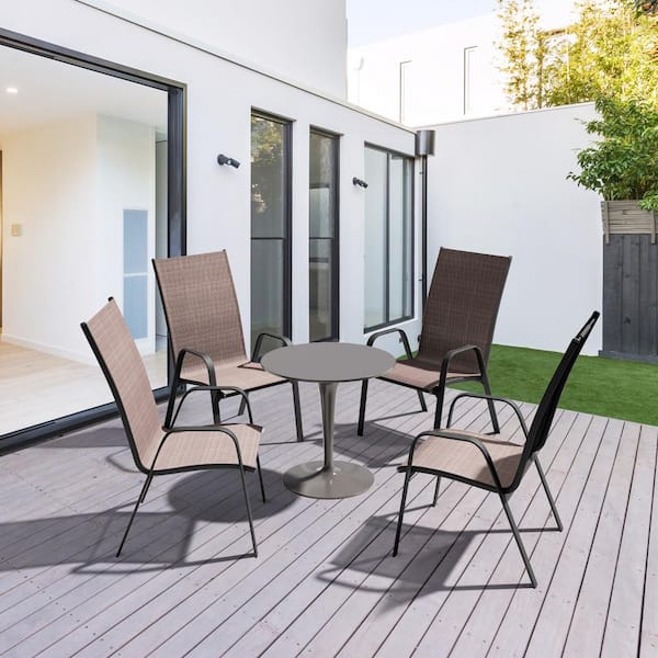 JEAREY Charlotte Stackable Brown Outdoor Dining Chair (Set of 2)