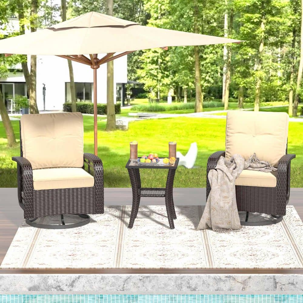 Black 3-Piece Wicker Outdoor Couch High Back Sectional Set with Gray Cushions for Garden price history on PriceWatchPro