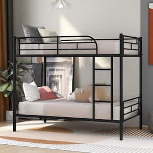 Black Simple and Durable Twin Over Twin Metal Bunk Bed(78.1 in.L x 41.4 in.W x 65.3 in.H)