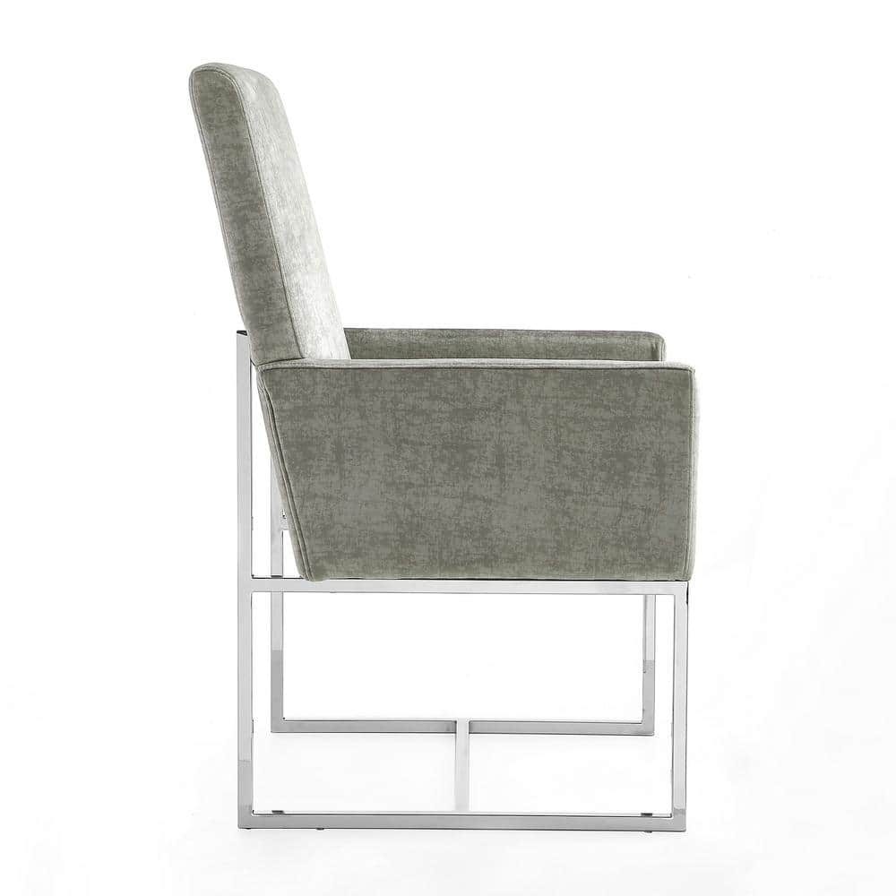 Element High-Back Velvet Upholstered Armchair with Steel Frame