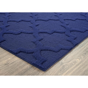 Navy Quatro 5 ft. x 8 ft. Cut-loop Trellis Area Rug