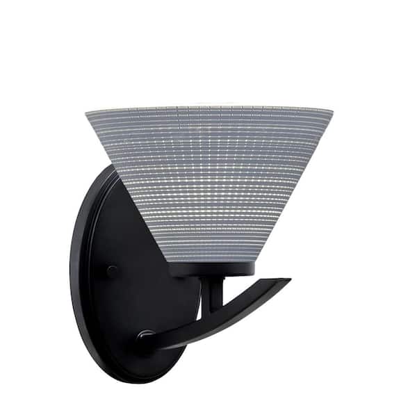 Unbranded Siena 1-Light Matte Black Downlight Wall Sconce with Gray Matrix Glass Shade