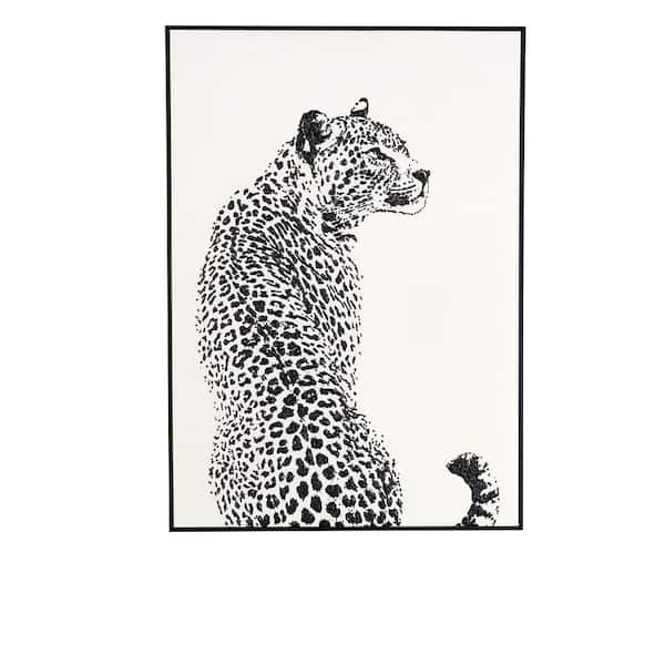 Litton Lane 1- Panel Leopard Framed Wall Art Print with Black Spots 40 in. x 28 in.