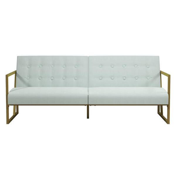 CosmoLiving by Cosmopolitan Lexington Bleached Teal Velvet Upholstery Gold Frame Modern Futon