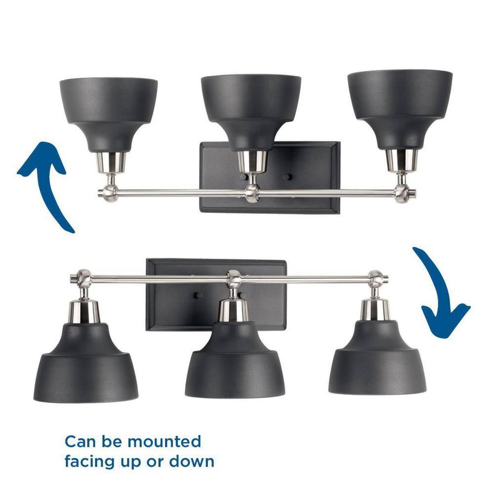 Bramlett 3-Light Brushed Nickel Bath Vanity with Metal Shades
