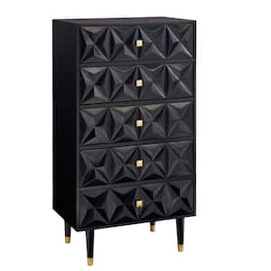 Gage Black 5 drawer 28 in. W Chest of Drawers