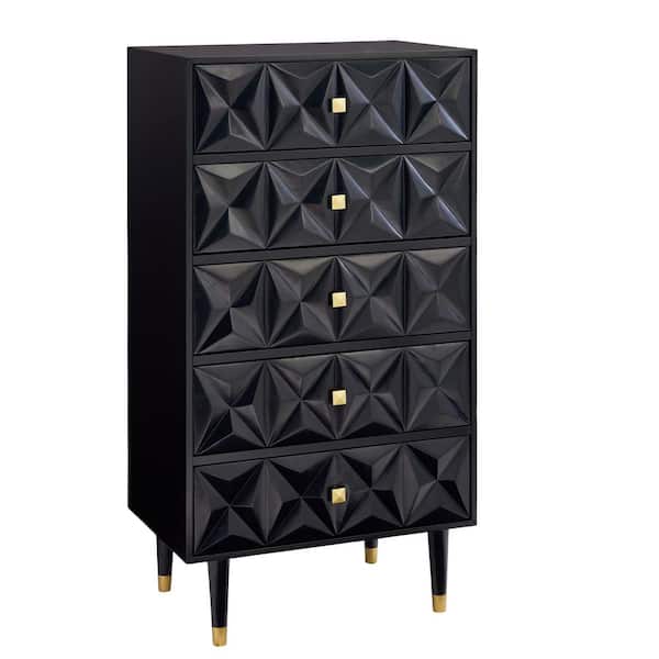 Linon Home Decor Gage Black 5 drawer 28 in. W Chest of Drawers