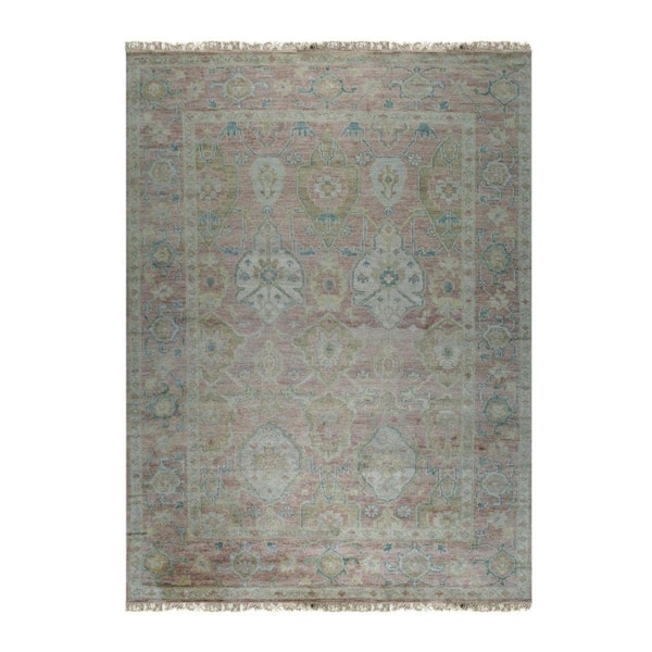 8 ft. x 10 ft. Pink Hand-Knotted Wool Classic Oushak Rug Area Rug