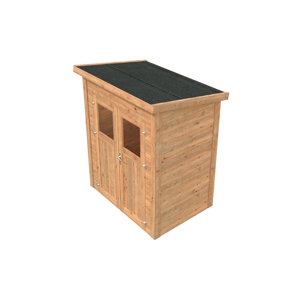 Nordic Spruce Wooden Lean-To Storage Shed with Double Doors and Windows